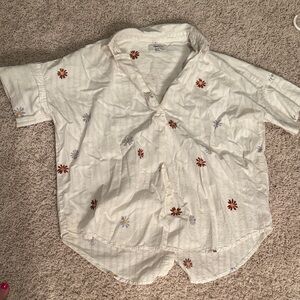 Madewell White Shirt with Floral Embroidery